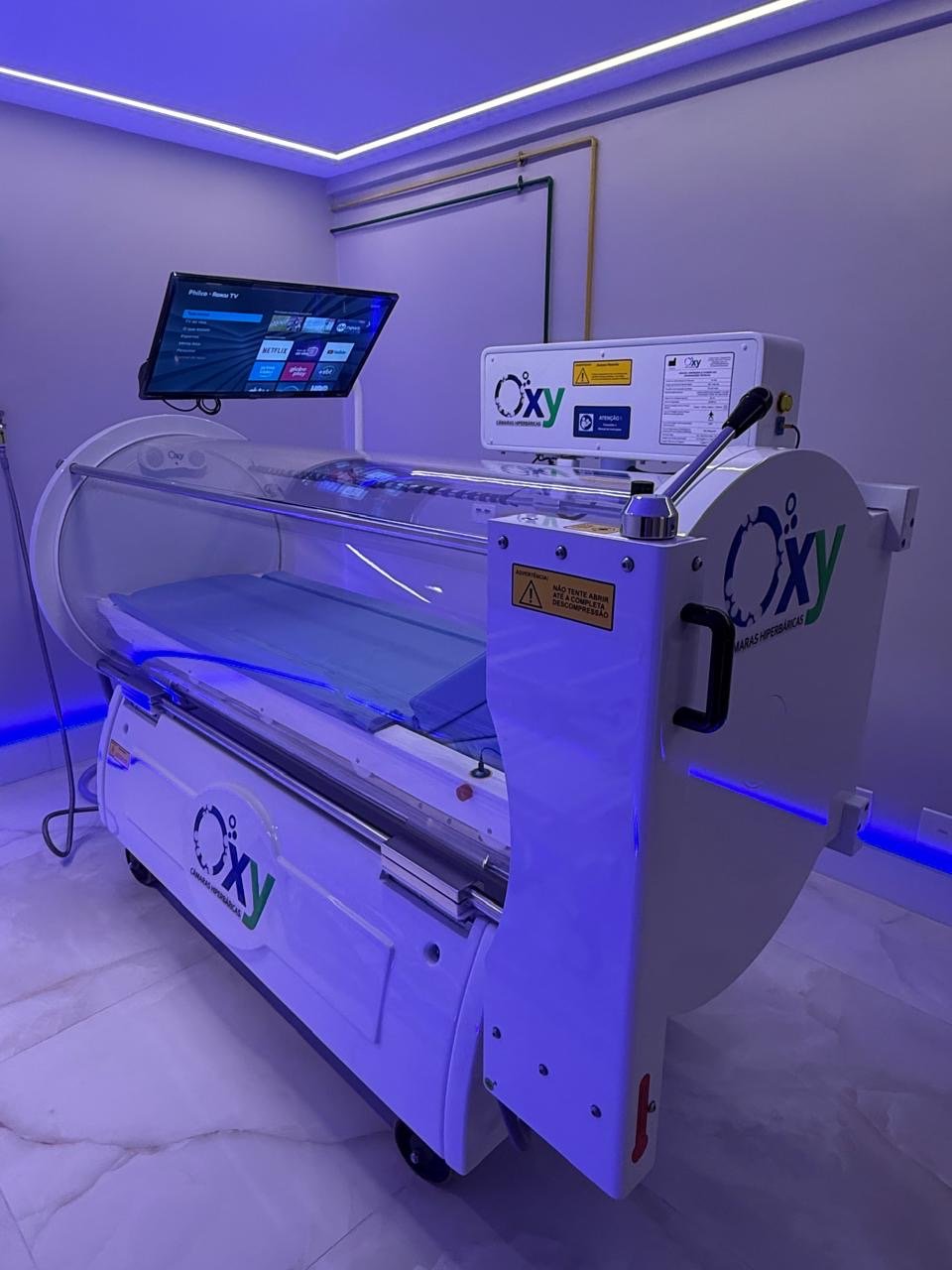 Câmara hiperbárica monoplace Ecobar 850 instalada na Oxy4Life