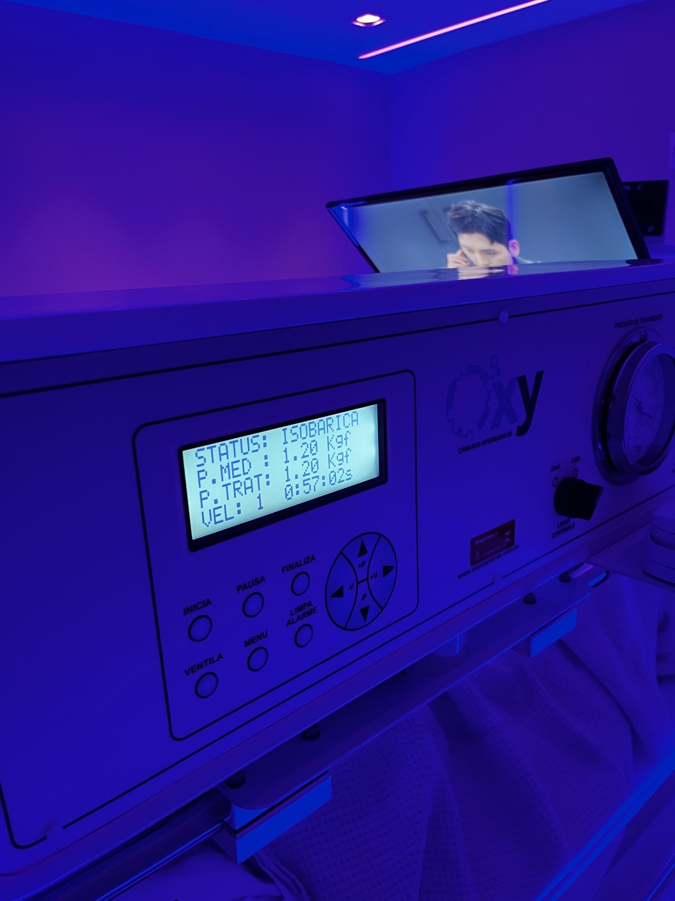 Painel de controle e monitoramento da câmara hiperbárica